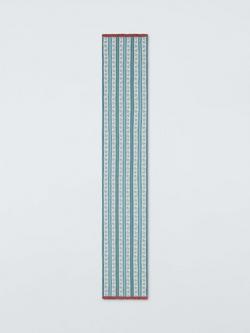 John Lewis x Sanderson Frisk Stripe Cotton Table Runner 250cm, Blue/Multi, Multi
