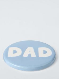 John Lewis Wax Resist 'Dad' Stoneware Coaster, Blue - view 2, Blue