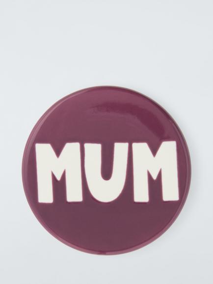 John Lewis 'Mum' Wax Resist Stoneware Coaster, Purple, Purple