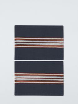 John Lewis Striped Cotton Linen Blend Placemat, Set of 2, Dark Night Sky, Dark Night Sky