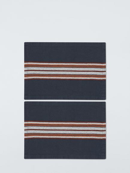 John Lewis Striped Cotton Linen Blend Placemat, Set of 2, Dark Night Sky, Dark Night Sky