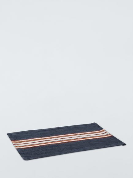 John Lewis Striped Cotton Linen Blend Placemat, Set of 2, Dark Night Sky - view 2, Dark Night Sky