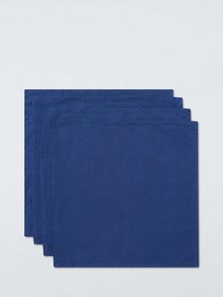 John Lewis Cotton Linen Blend Napkins, Set of 4, Indigo, Blue