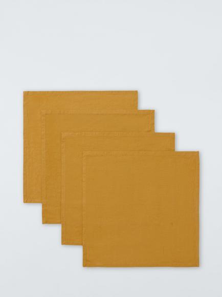 John Lewis Cotton Linen Blend Napkins, Set of 4, Ochre