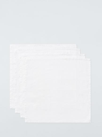 John Lewis Cotton Linen Blend Napkins, Set of 4, White, White