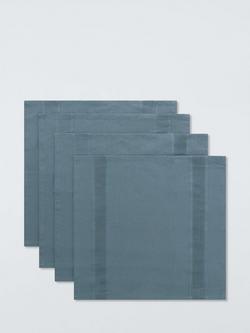 John Lewis Organic Cotton Border Napkins, Set of 4, Grey, Grey