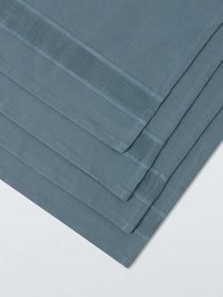 John Lewis Organic Cotton Border Napkins, Set of 4, Grey - view 2, Grey