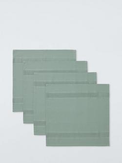 John Lewis Organic Cotton Border Napkins, Set of 4, Sage, Green