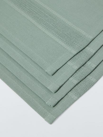 John Lewis Organic Cotton Border Napkins, Set of 4, Sage - view 2, Green