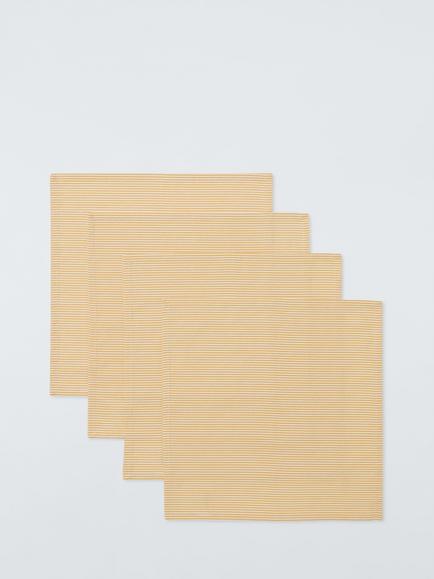 John Lewis Ticking Stripe Cotton Napkins, Set of 4, Pollen Yellow, Pollen Yellow