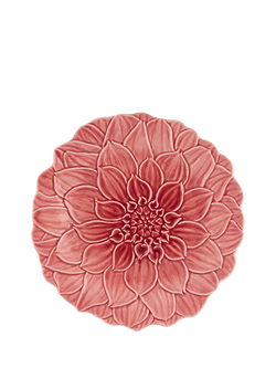 Bordallo Pinheiro Maria Flor Dahlia Earthenware Dessert Plate, 22cm, Pink Rose, Pink Rose