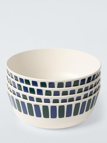John Lewis Modern Rustic Recycled Plastic Picnic Cereal Bowl, Set of 4, 15cm, Multi, Multi
