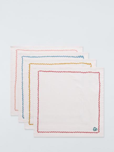 John Lewis x Sanderson Embroidered Cotton Napkins, Set of 4, Multi, Multi