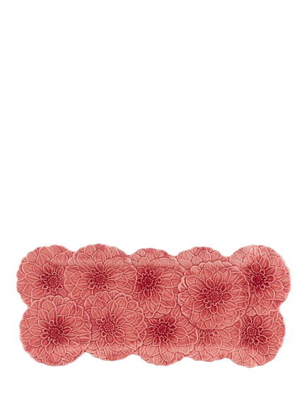 Bordallo Pinheiro Maria Flor Earthenware Tart Tray, 47cm, Pink, Pink Rose