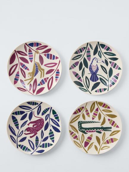 John Lewis Modern Rustic Recycled Plastic Picnic Side Plate, Set of 4, 20cm, Multi, Multi