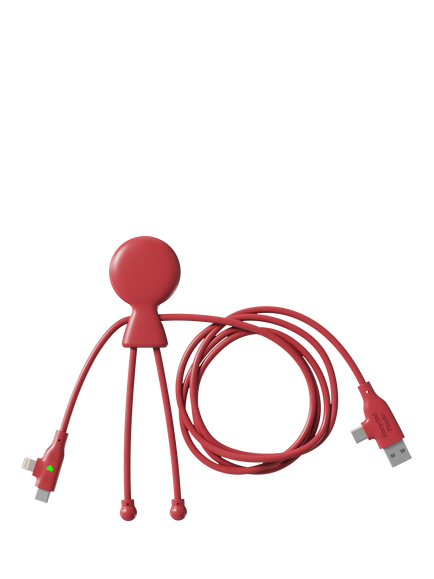 Xoopar Mr Bio Long Fast Charging Cable, Red, Red