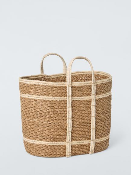 John Lewis Slim 2 Tone Bulrush Basket, Natural, Natural