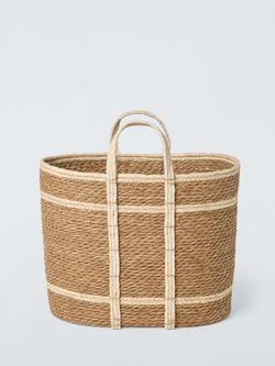 John Lewis Slim 2 Tone Bulrush Basket, Natural - view 2, Natural