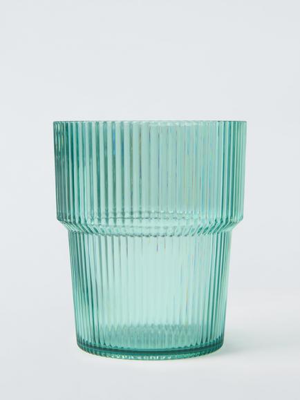John Lewis Ribbed Plastic Picnic Tumbler, Set of 4, 400ml, Aqua - view 2, Aqua