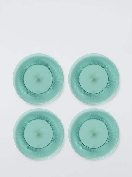John Lewis Ribbed Plastic Picnic Plate, Set of 4, 25.5cm, Aqua, Aqua