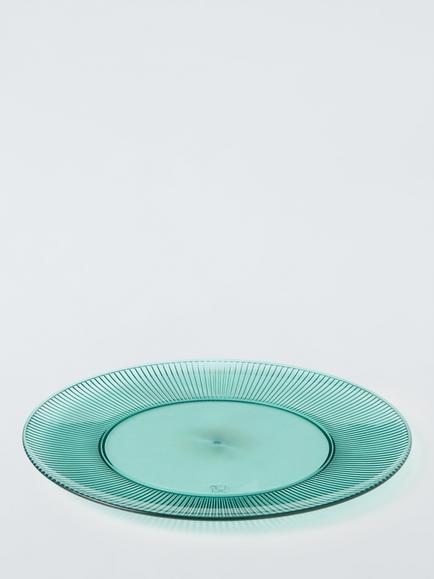 John Lewis Ribbed Plastic Picnic Plate, Set of 4, 25.5cm, Aqua - view 2, Aqua
