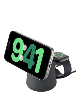 Belkin BoostCharge Pro 2-in-1 Wireless Charging Dock with Qi2, 15W, Charcoal