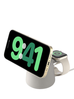 Belkin BoostCharge Pro 2-in-1 Wireless Charging Dock with Qi2, 15W, Sand