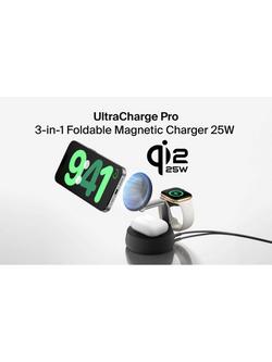 Belkin UltraCharge Pro 3-in-1 Foldable Wireless Charger with MagSafe Charging, 25W, Charcoal - view 2, Charcoal