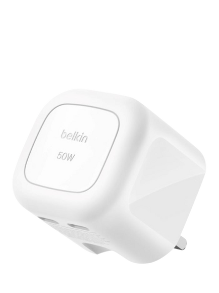Belkin BoostCharge Pro Dual USB-C Wall Charger, 50W, White, White