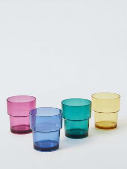 John Lewis Stackable Plastic Picnic Tumblers, Set of 4, 250ml, Multi, Multi