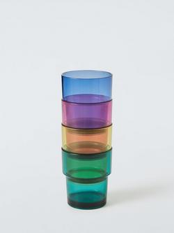 John Lewis Stackable Plastic Picnic Tumblers, Set of 4, 250ml, Multi - view 2, Multi