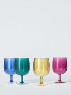 John Lewis Stackable Plastic Picnic Wine Glass, Set of 4, 250ml, Multi, Multi