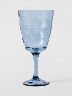 John Lewis Wave Plastic Picnic Wine Glass 500ml, Blue, Blue