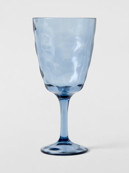 John Lewis Wave Plastic Picnic Wine Glass 500ml, Blue, Blue