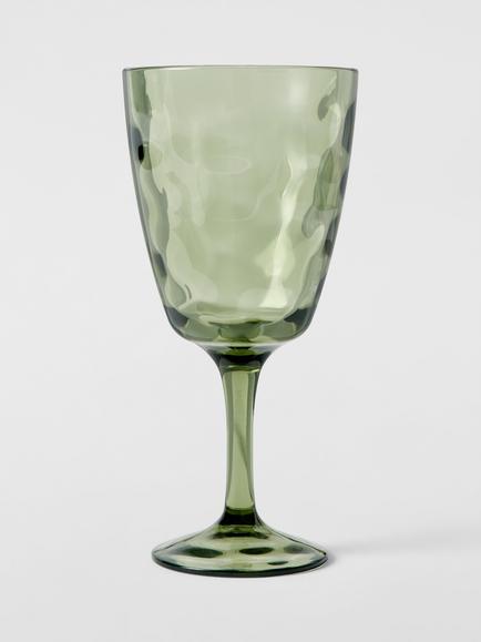 John Lewis Wave Plastic Picnic Wine Glass 500ml, Green, Green