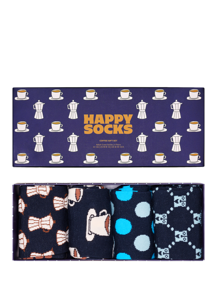 Happy Socks Coffee Socks Gift Set, Pack of 4, Navy/Multi, Navy/Multi