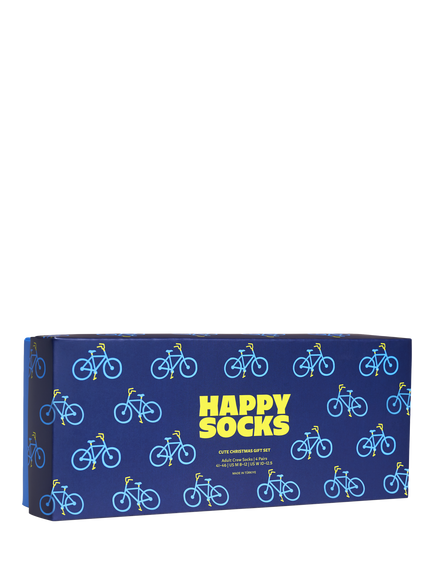 Happy Socks Bike Socks Gift Set, Pack of 4, Blue/Multi, Blue/Multi