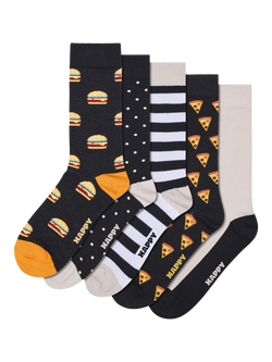 Happy Socks Everyday Food Socks, Pack of 5, Black/Multi, Black/Multi