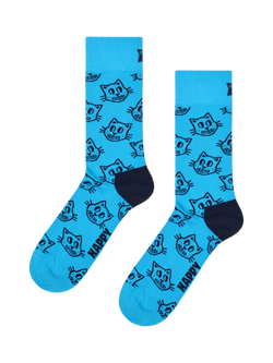 Happy Socks Cat Socks, Blue, Blue