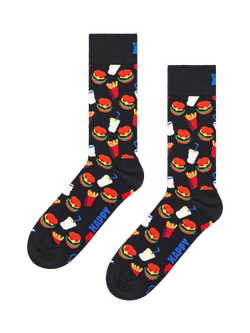 Happy Socks Hamburger Socks, Black/Multi, Black/Multi
