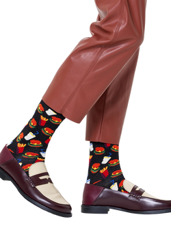 Happy Socks Hamburger Socks, Black/Multi - view 2, Black/Multi