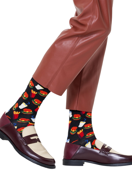 Happy Socks Hamburger Socks, Black/Multi - view 2, Black/Multi