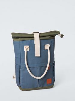 John Lewis Coastal Picnic Cooler Roll-top Backpack Bag, 14L, Blue, Blue