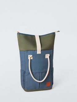 John Lewis Coastal Picnic Cooler Roll-top Backpack Bag, 14L, Blue - view 2, Blue