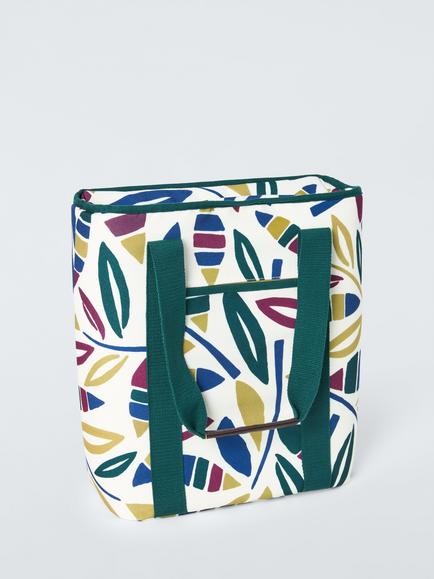 John Lewis Modern Rustic Leaf Print Picnic Cooler Bag, 15L, Multi, Multi