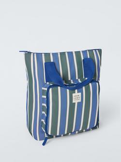 John Lewis Striped 2 Person Filled Picnic Cooler Backpack Bag, 15L, Blue/Multi, Multi