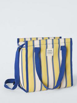 John Lewis Striped Lunch Cooler Tote Bag, 8L, Yellow/Multi, Multi