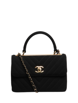 Pre-loved CHANEL 2019 Medium Chevron-Quilted Trendy Shoulder Bag, Black, Black