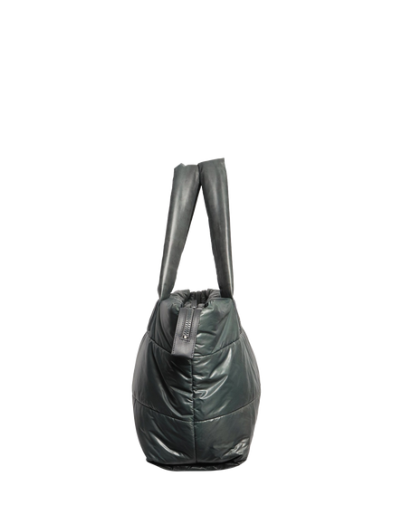 Pre-loved CHANEL Quilted Nylon Tote Bag, Green - view 2, Green