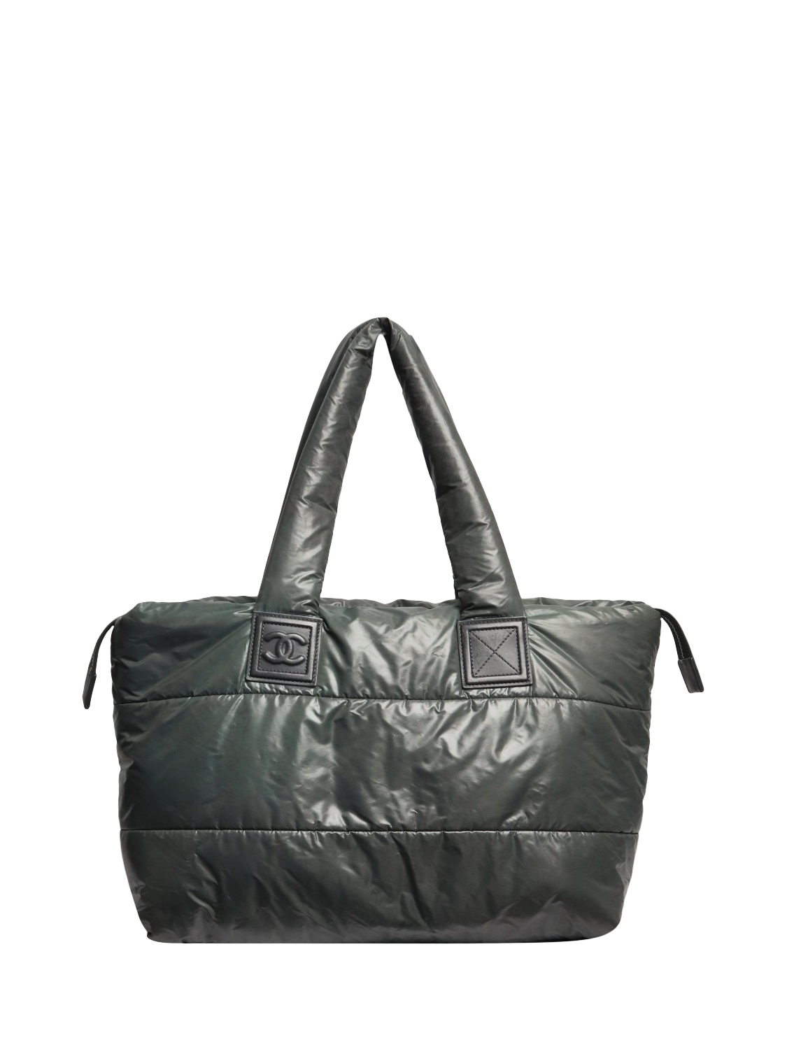 Product image 3 of 6, which shows Pre-loved CHANEL Quilted Nylon Tote Bag, Green